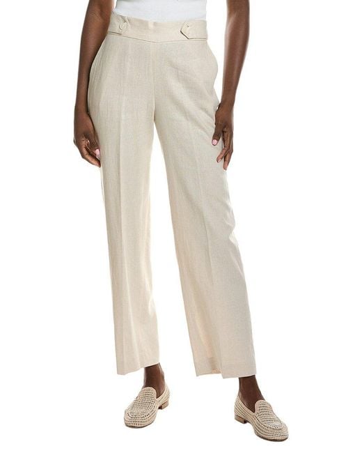 Anne Klein Natural High Rise Linen-Blend Wide Leg Pant