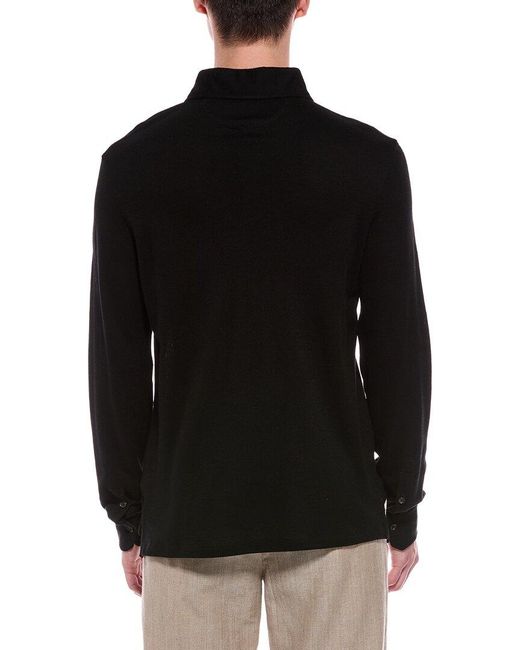 Isaia Black The Evening Wool Polo Shirt for men
