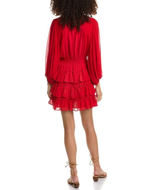 Vince Camuto Red Balloon Sleeve Ruffles Mini Dress