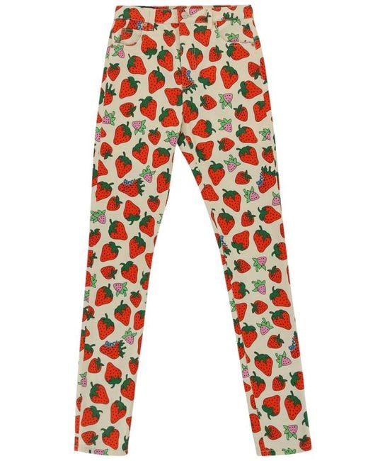 Gucci Red Strawberry Skinny Leg Pant