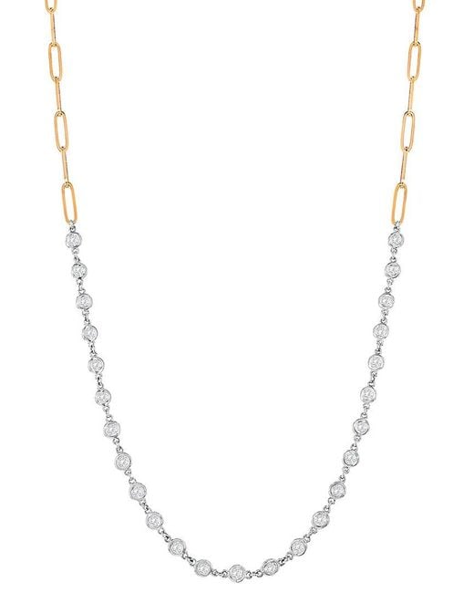 Jewels by Viomo White 14K Rose 1.25 Ct. Tw. Diamond By The Yard Paperclip Necklace