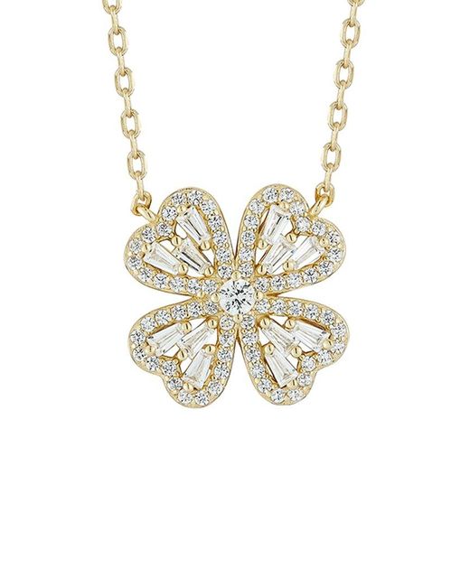 Glaze Jewelry White 14K Plated Cz Clover Necklace