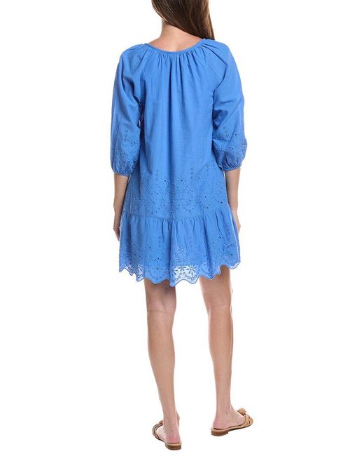 Tommy Bahama Blue Eyelet Cove Embroidered Mini Dress