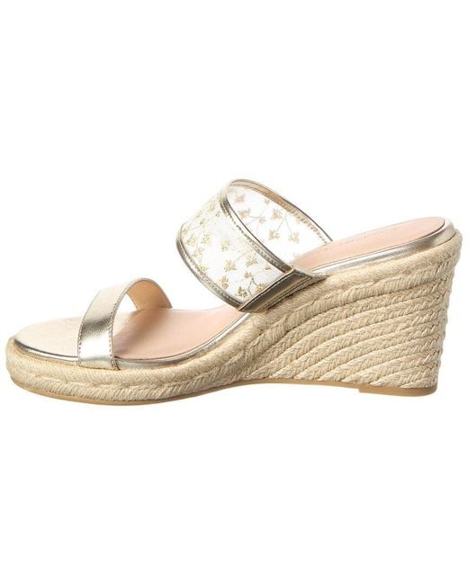 Stuart Weitzman Metallic Lily Espadrille Wedge Sandal Canvas