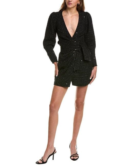 Diane von Furstenberg Black Lana Wrap Wool-Blend Mini Dress