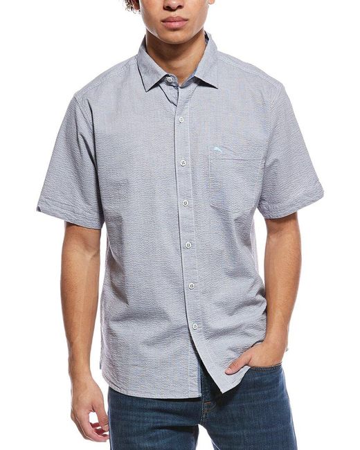 Tommy Bahama Blue Nova Wave Seersucker Shirt for men