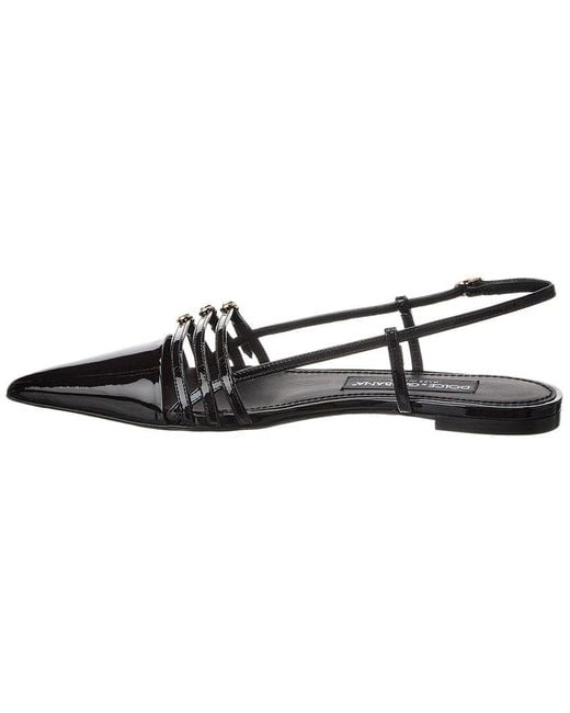 Dolce & Gabbana Black Leather Slingback Flat