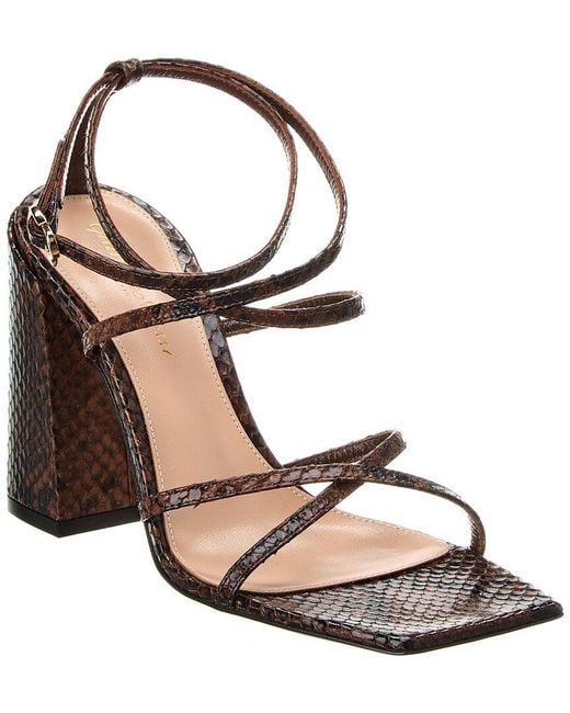 Gianvito Rossi Metallic 95 Snake-Embossed Leather Sandal