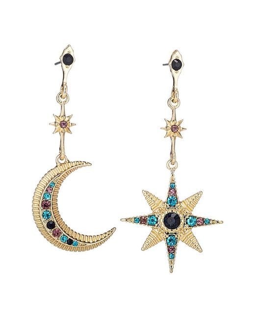 Eye Candy LA Metallic Crystal Sun & Stars Drop Earrings