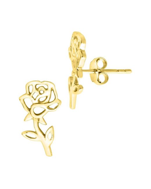 Sterling Forever Metallic 14K Plated Birth Flower Stud Earrings