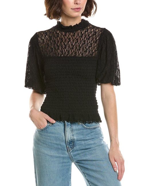 Z Supply Black Glimpse Lace Top