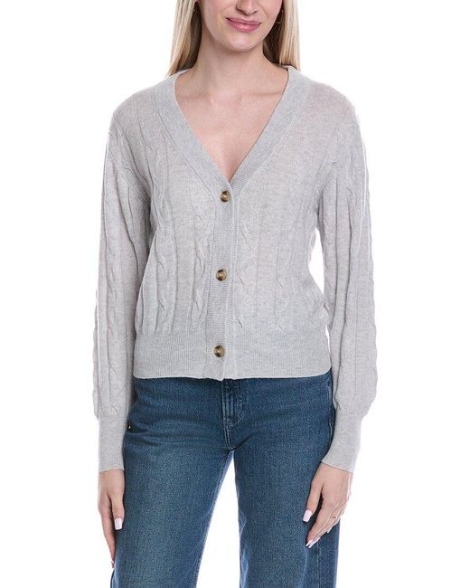 Brodie Cashmere Gray Cable Wool & Cashmere-Blend Cardigan
