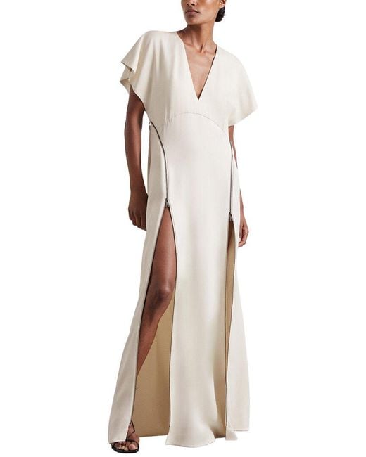 Reiss Natural Leena Flute Sleeve Zip Wool-Blend Dress