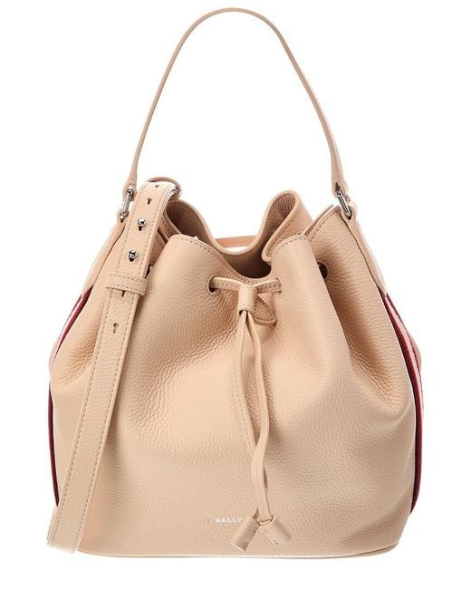 Bally Natural Logo Leather Bucket Bag