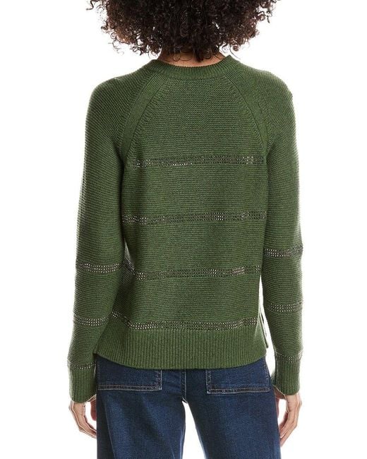 Forte Green Crystal Wool & Cashmere-Blend Raglan Sweater