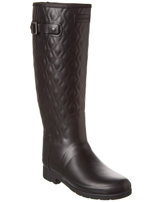 HUNTER Refined Tall Quilted Boot in Black | Lyst