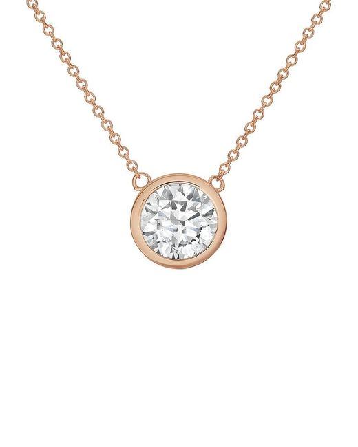 Diana M White Diana M. 14K Rose 12.00 Ct. Tw. Lab-Grown Diamond Solitaire Bezel Pendant