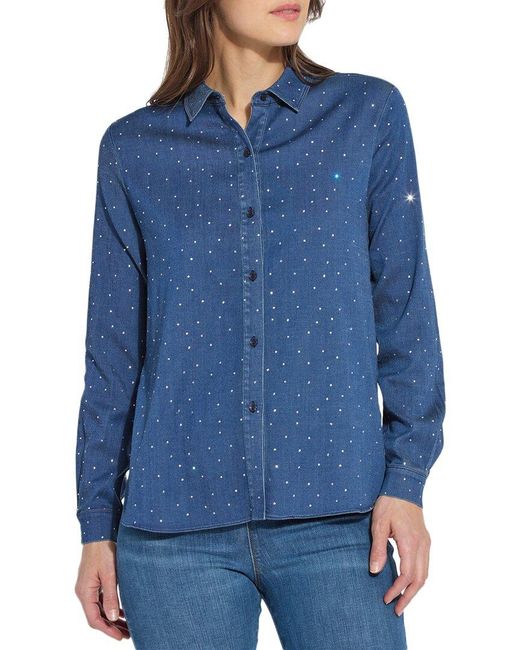 Lyssé Blue Cataleya Crystal St Chambray Shirt