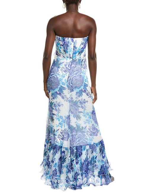 Tadashi Shoji Blue Printed Maxi Dress