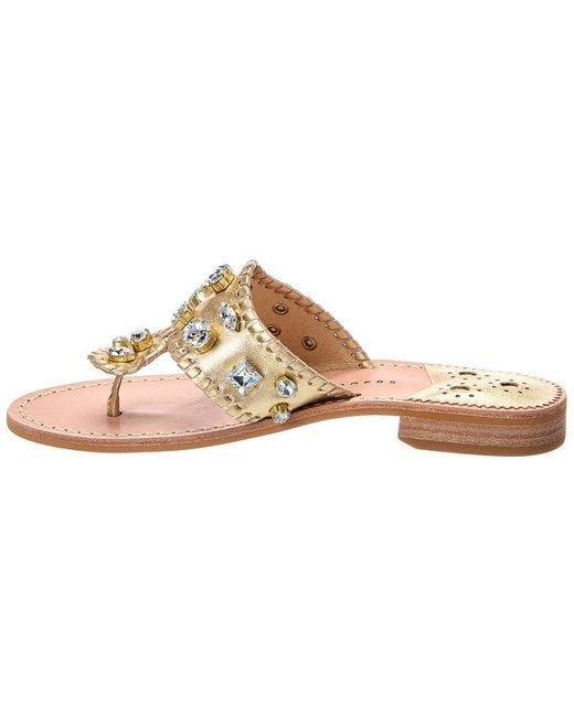 Jack Rogers White Jacks Flat Jeweled Leather Sandal