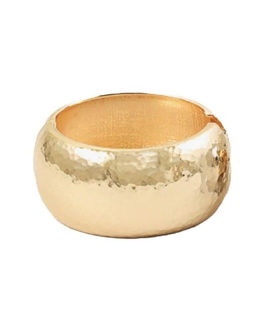 Liv Oliver Natural 18k Plated Hammered Bangle Bracelet