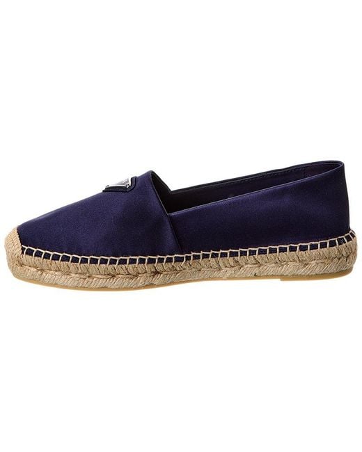 Prada Blue Logo Satin Espadrille