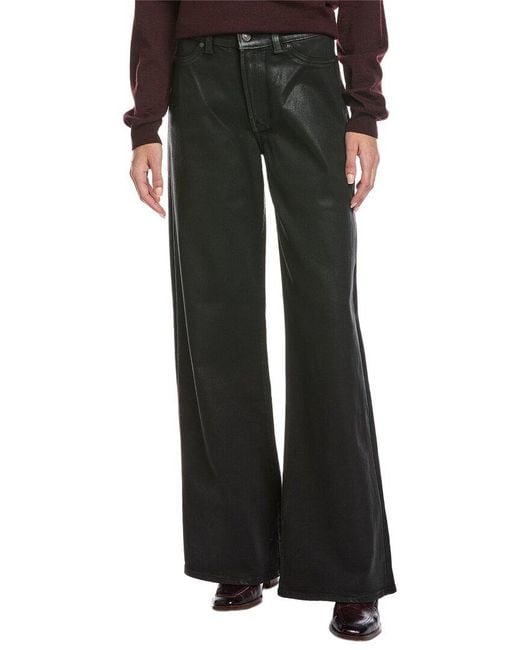7 For All Mankind Black Lotta Coated Wide Leg Jean
