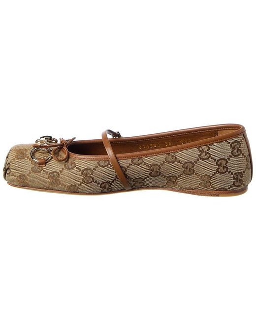 Gucci Brown Horsebit Ballet Flats