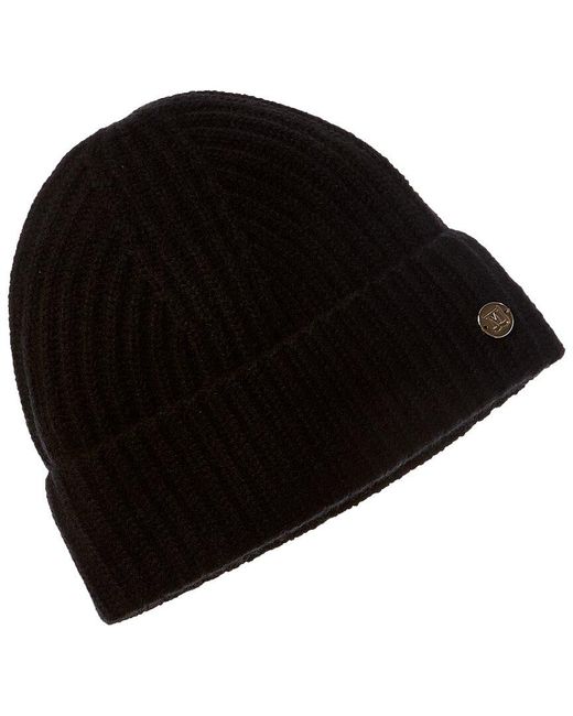 Bruno Magli Black Fashioned Rib Cashmere Hat