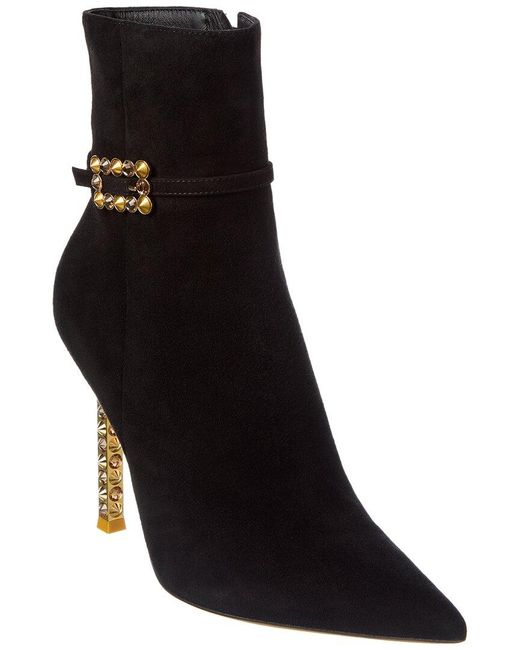 Gianvito Rossi Black Wonder 105 Suede Bootie