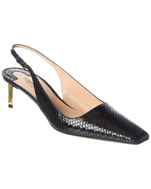 Tom Ford Blue Snake-Embossed Leather Slingback Pump