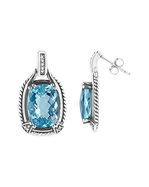 Haus of Brilliance Blue Colorful Gemstones 18.10 Ct. Tw. Diamond & Topaz Dangle Earrings