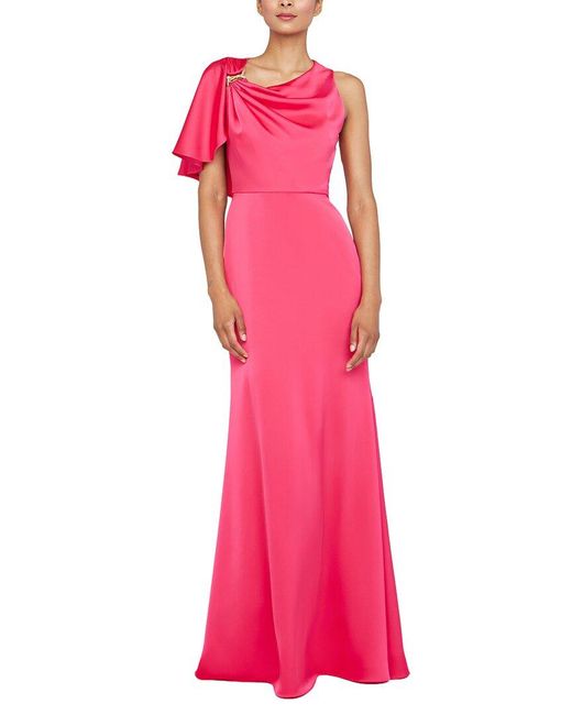 THEIA Pink Darcie Flutter Sleeve Gown