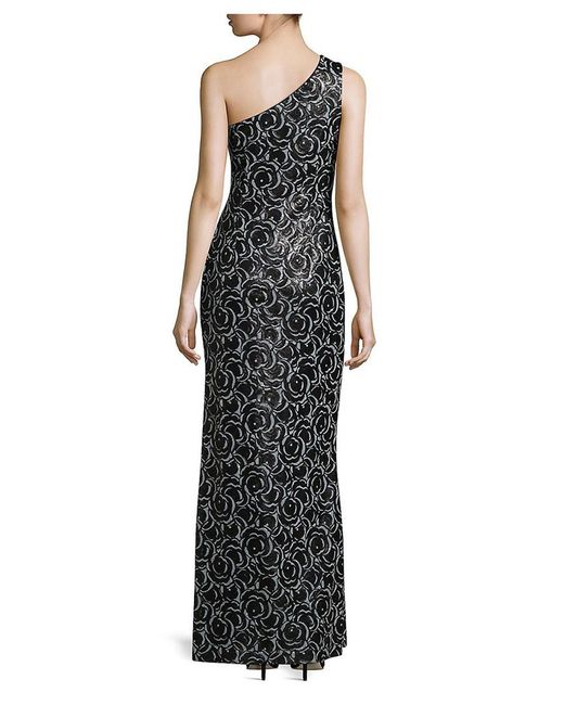 Karl Lagerfeld Synthetic Paris One-shoulder Floral Gown in Black White ...