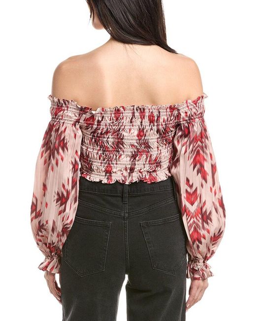 L'Agence Red Graciela Smock Top