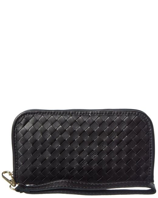 Persaman New York Black Sabrina Hand Woven Leather Wallet