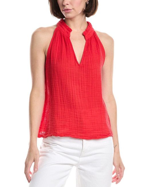 Michael Stars Red Viola Split Neck Tank