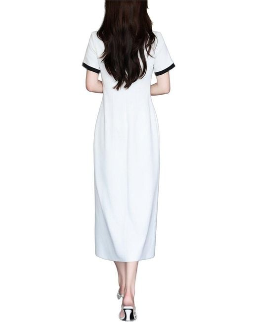 BURRYCO White Short Sleeve Midi Dress