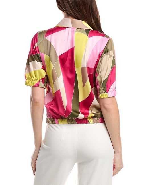 Karl Lagerfeld Pink Printed Surplus Blouse