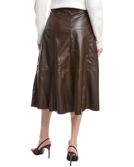1.STATE Brown Panelled Belted Midi Skirt