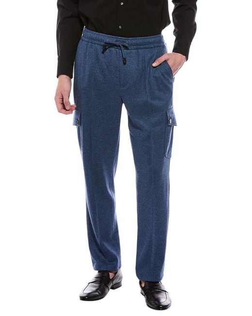 Isaia Blue Cargo Drawstring Pant for men