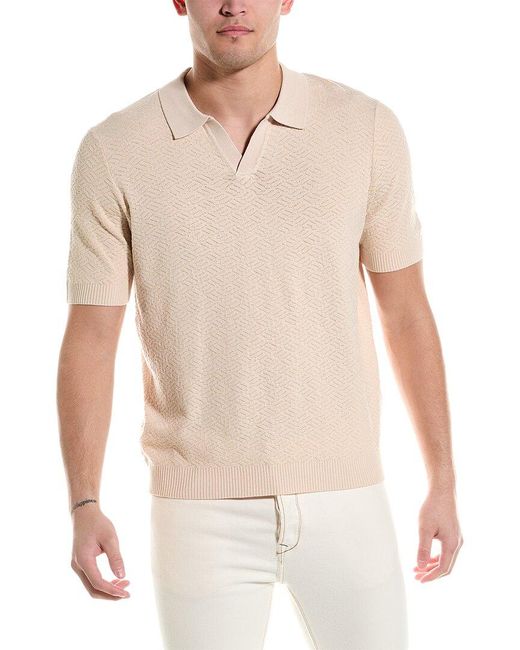 Tahari White Novelty Stitch Polo Shirt for men
