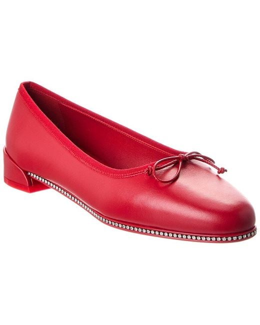 Christian Louboutin Red Sweetie Strass Leather Ballerina Flat