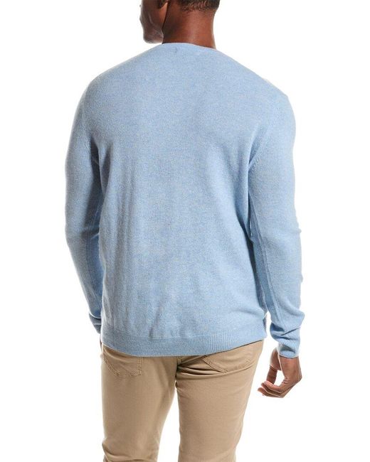 Forte Blue Classic Cashmere Crewneck Sweater for men