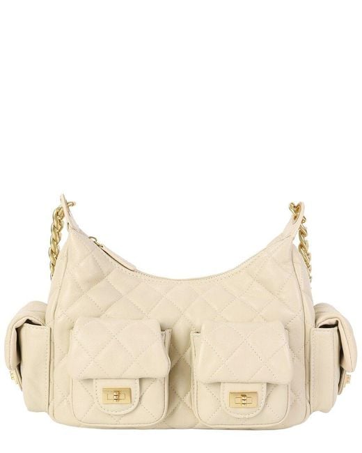 Tiffany & Fred Paris Natural Soft Quilted Leather Shoulder Bag