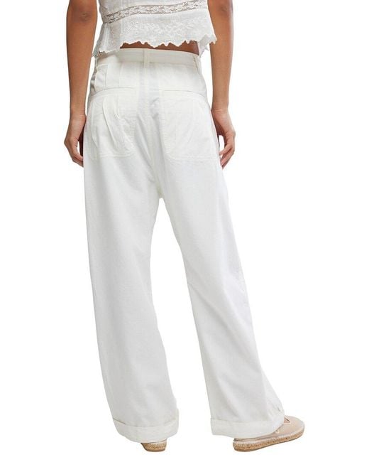 Free People White Clover Dropped Low Rise Pant
