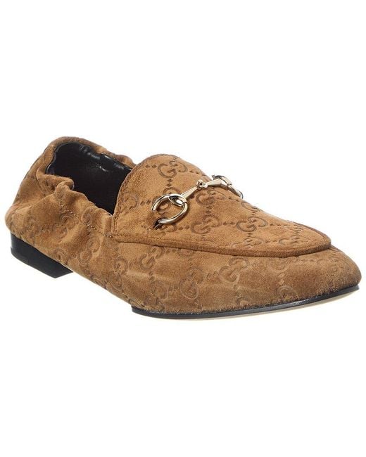 Gucci Brown Jordaan Gg Suede Loafer