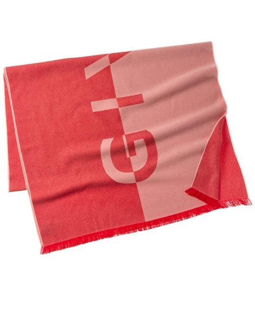 Givenchy Red Logo Wool Scarf