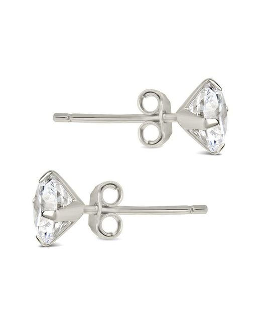 Sterling Forever White Cz 6Mm Statement Stud Earrings