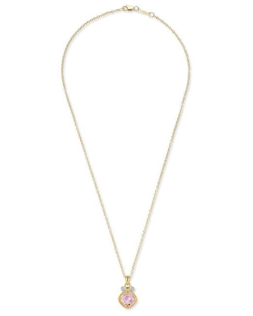 Reiss Metallic 14K 2.07 Ct. Tw. Diamond & Rose Quartz Necklace